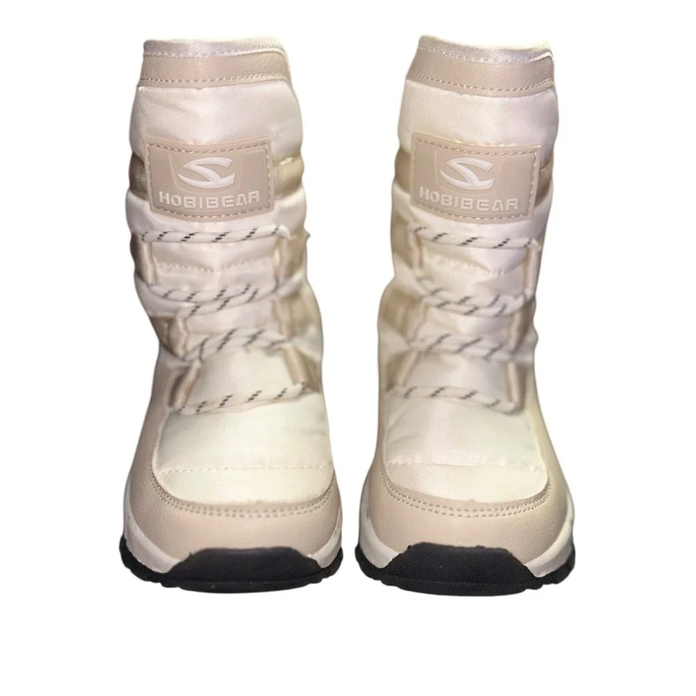 HobiBear‎ Snow Boots Cream White Waterproof  velcro Size 10.5-11.5 toddler